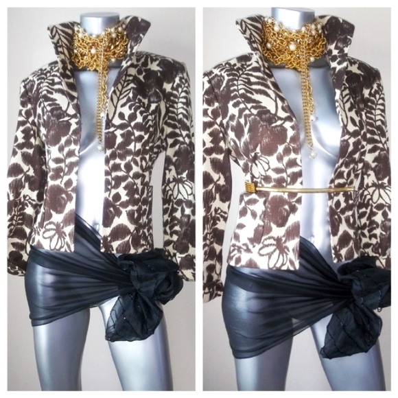 Jones New York Earthy Granola Girl Floral "BOHO" Cotton Blazer - Picture 5 of 8